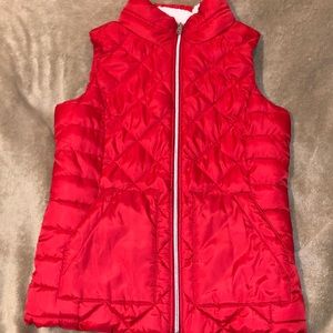 Red quilted vest with inner Sherpa lining